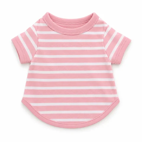 Pink and white striped dog tee